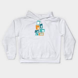 Mid Century Modern Blocks Teal, Orange, Aqua Kids Hoodie